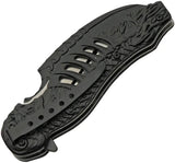 Rite Edge Skull Talon Linerlock - Assisted Opening Knife With Blue Skull Handle Artwork by Rite Edge