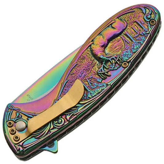 Rite Edge Deer Linerlock Spectrum AO - Assisted Opening Knife With 4.5 Inch Closed, Spectrum Titanium Blade by Rite Edge
