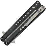Assisted Opening Linerlock Knife 4.5in Closed 3.5in Satin Blade Black Aluminum Handle EDC by China Made