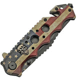 Rite Edge Old Glory Linerlock AO Knife - Assisted Opening, Glass Breaker, Belt Cutter by Rite Edge