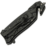 Rite Edge Dragon Linerlock Assisted Opening Knife - Gold Dragon Handle, Belt Cutter, Glass Breaker, Black Blade by Rite Edge