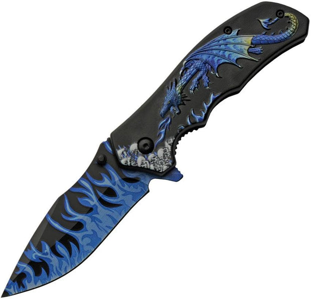 Rite Edge Dragon Flame Linerlock A/O 300549-BL by Rite Edge
