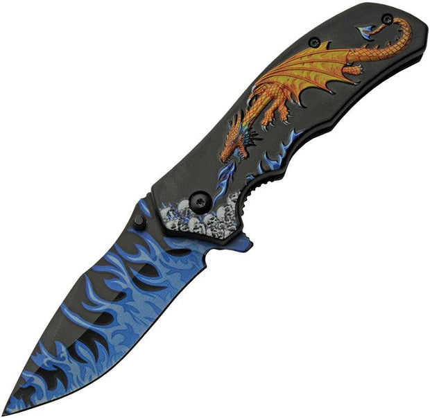 Rite Edge Dragon Flame Linerlock A/O 300549-GD by Rite Edge
