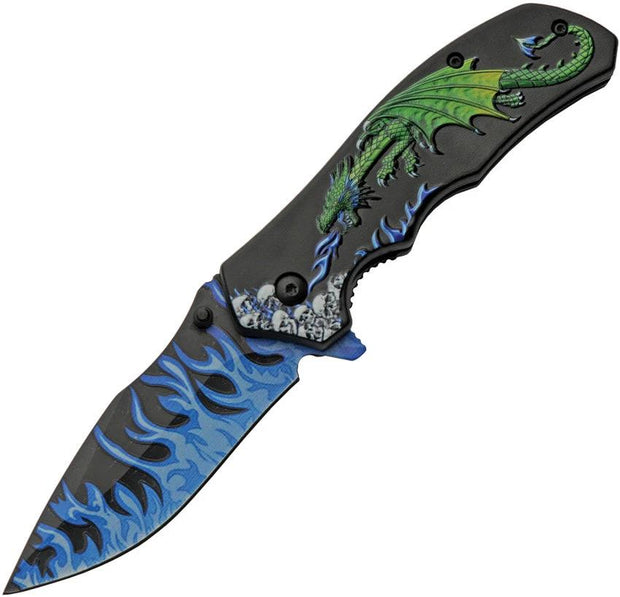 Rite Edge Dragon Flame Linerlock A/O 300549-GN by Rite Edge