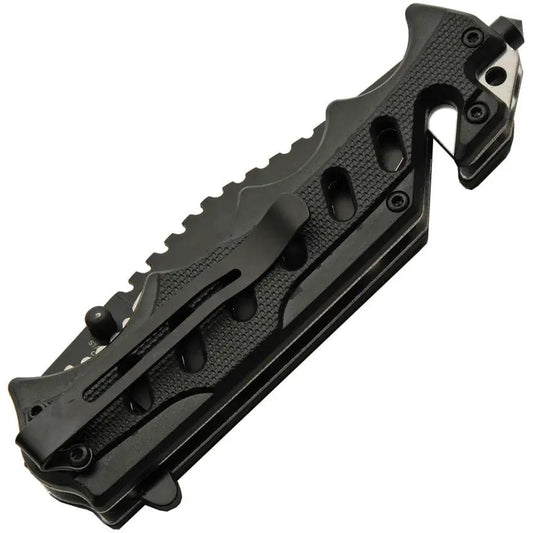 Rite Edge Tactical Linerlock Assisted Opening Knife - Black Clip Point Blade ABS Handle by Rite Edge