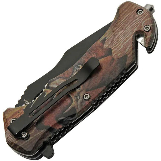 Rite Edge Wildlife Linerlock Buck AO - Assisted Opening Folding Knife With Belt Cutter And Glass Breaker by Rite Edge