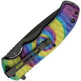 Rite Edge Tie Dye Linerlock Knife - Assisted Opening With Three Point Five Inch Black Stainless Blade And ABS Handle by Rite Edge