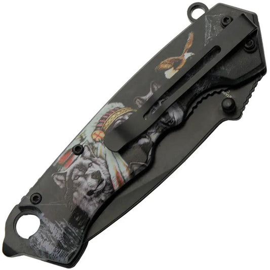 Rite Edge Native Earth Linerlock Assisted Opening Knife - 3.5 Inch Black Blade ABS Handle Clip by Rite Edge