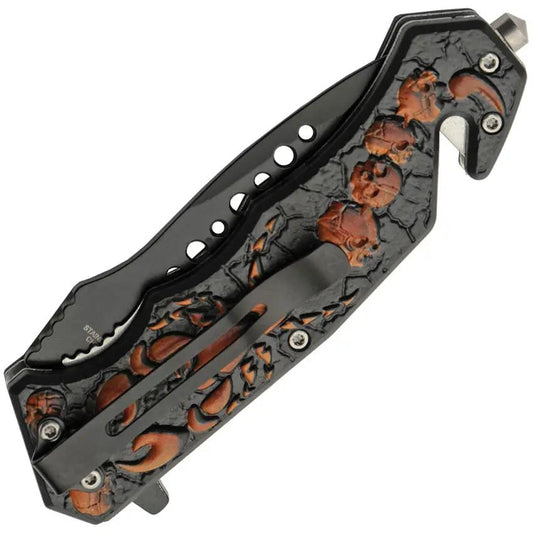 Rite Edge Scorpion Linerlock Knife - Orange Handle Artwork, Assisted Opening, Belt Cutter, Glass Breaker by Rite Edge