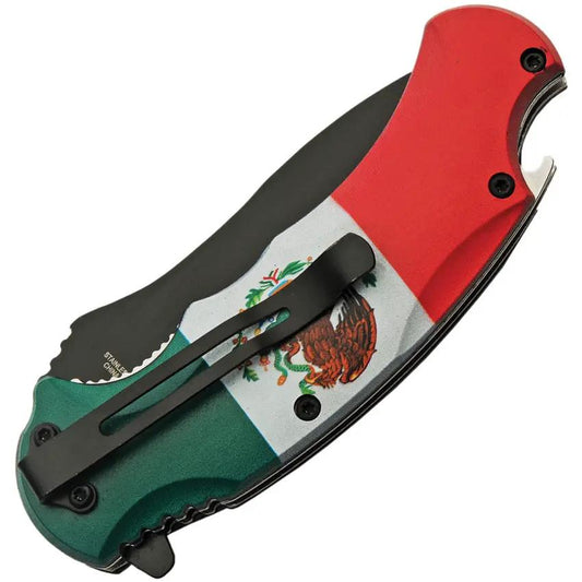 Assisted Opening Linerlock Pocket Knife With Mexican Flag Artwork For EDC Enthusiasts by China Made