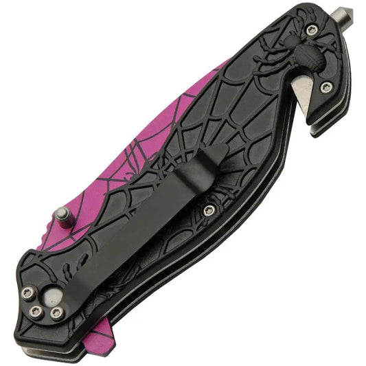 Assisted Opening Liner Lock Knife Purple Tanto With Partially Serrated Blade And Glass Breaker For EDC Enthusiasts by China Made