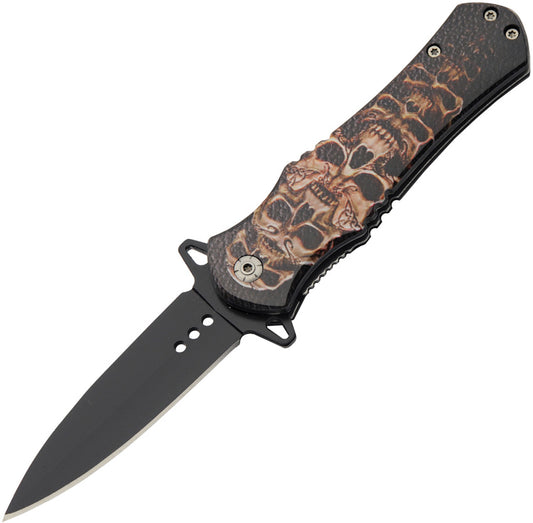 China Made Skull Linerlock A/O Stacked 300569-SS