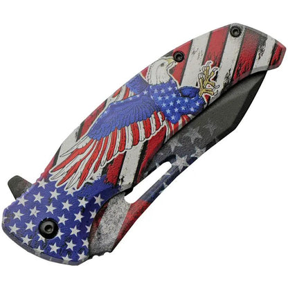 USA Eagle Liner Lock Assisted Opening Knife With American Flag Artwork For Patriotic EDC Enthusiasts by China Made