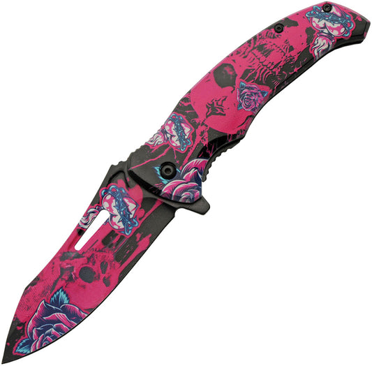 China Made Skull Linerlock A/O Pink 300577-PK