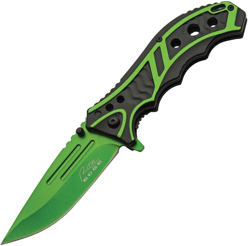 Rite Edge Caution Linerlock A/O Grn 300585-GN by Rite Edge