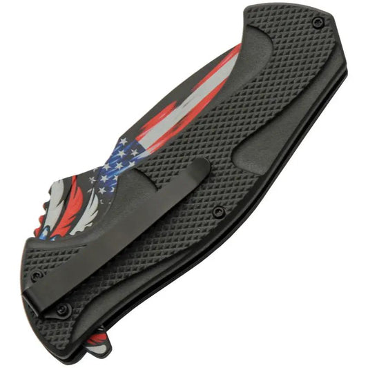 Assisted Opening Flag Liner Lock Knife With American Eagle Artwork 4in Blade 5in Closed Patriotic EDC by China Made