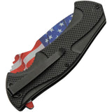 Assisted Opening Flag Liner Lock Knife With American Flag Eagle Artwork For Collectors 4 Inch Blade ABS Handle by China Made