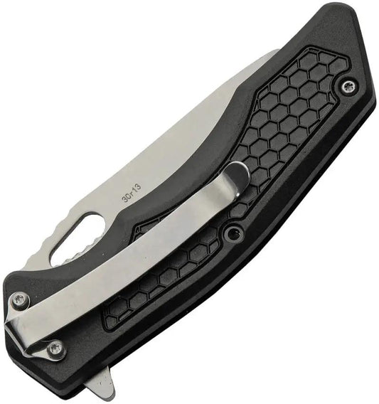 Rite Edge Dark Hive Linerlock - Satin 3Cr13 Blade Black ABS Handle Pocket Clip Extended Tang by Rite Edge