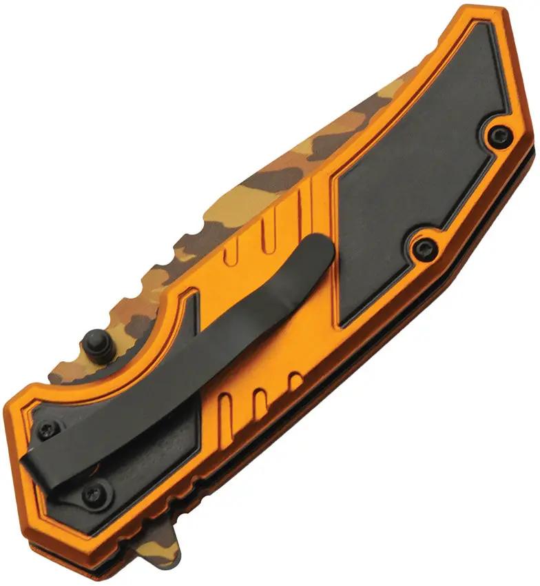 Rite Edge Dont Tread Camo Linerlock - Assisted Opening 3Cr13 Stainless Tanto Knife With Orange Aluminum Handle by Rite Edge