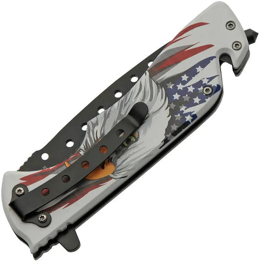 Rite Edge Rescue Linerlock Knife With Eagle Handle Artwork And Aluminum Handle - Assisted Opening by Rite Edge