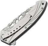 Deer Premium Framelock Folding Knife 420 Stainless Satin Blade Extended Tang EDC Gift Box by China Made