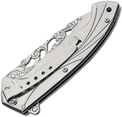 Deer Premium Framelock Folding Knife 420 Stainless Satin Blade Extended Tang EDC Gift Box by China Made