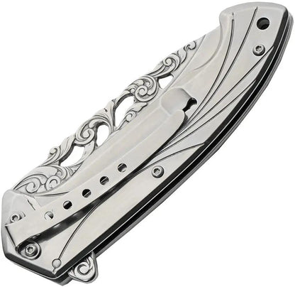 Eagle Framelock Folding Knife Satin 420 Blade 4.75 Inch Closed For EDC Enthusiasts Extended Tang Lanyard Clip by China Made