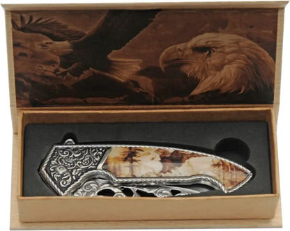 Eagle Framelock Folding Knife Satin 420 Blade 4.75 Inch Closed For EDC Enthusiasts Extended Tang Lanyard Clip by China Made