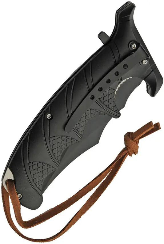 Rite Edge Defender Linerlock Assisted Opening Police Knife 3.5in Black 420 Stainless Blade Black ABS Handle by Rite Edge