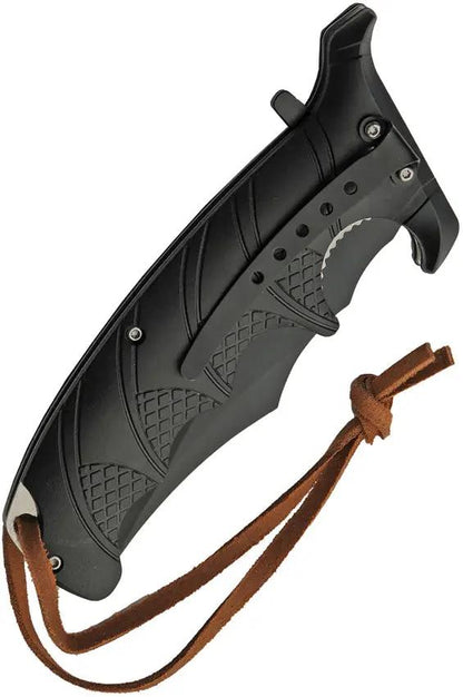 Rite Edge Defender Linerlock Wolf Knife - Assisted Opening, 5.5in Closed, 3.5in Black 420 Stainless Blade by Rite Edge