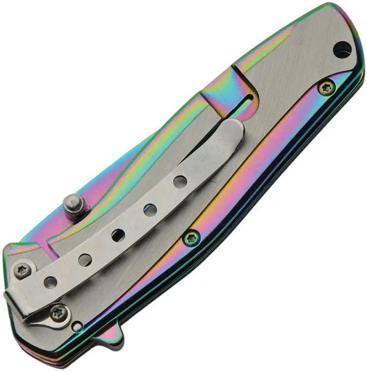 Rite Edge Rainbow Linerlock A O - Assisted Opening Knife With Spectrum Finish 3Cr13 Blade by Rite Edge