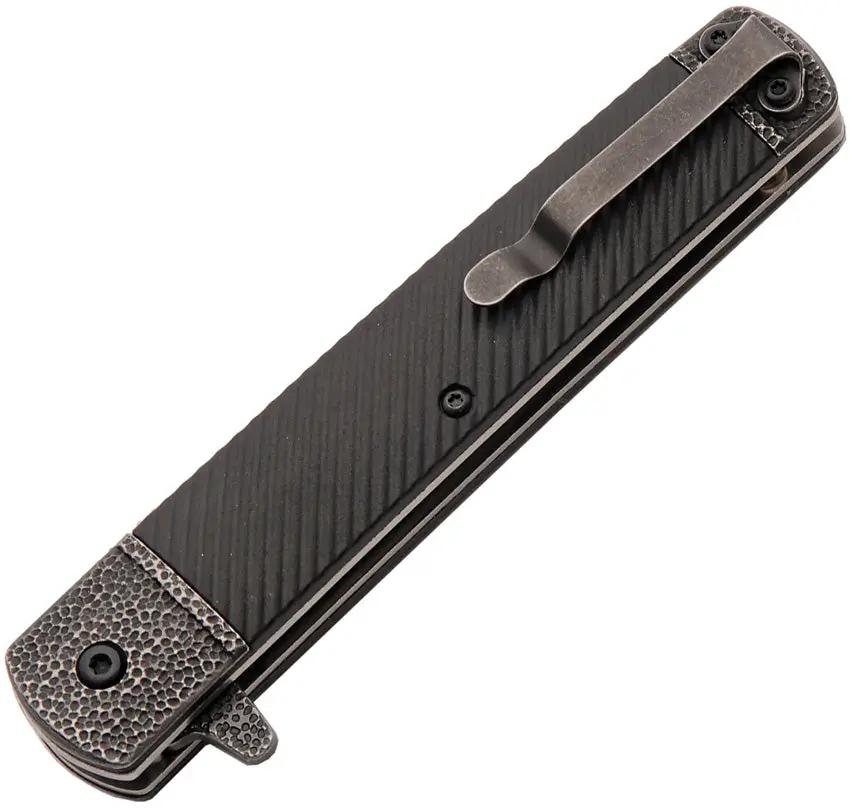 Samurai Linerlock Folding Knife For EDC Enthusiasts Black Stonewash Blade 4 Inch 5 Inch Closed China Made by China Made