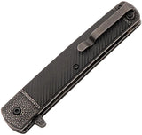 Samurai Linerlock Folding Knife For EDC Enthusiasts Black Stonewash Blade 4 Inch 5 Inch Closed China Made by China Made