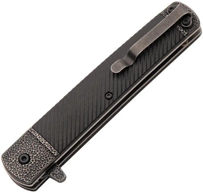 Samurai Linerlock Folding Knife For EDC Enthusiasts Black Stonewash Blade 4 Inch 5 Inch Closed China Made by China Made