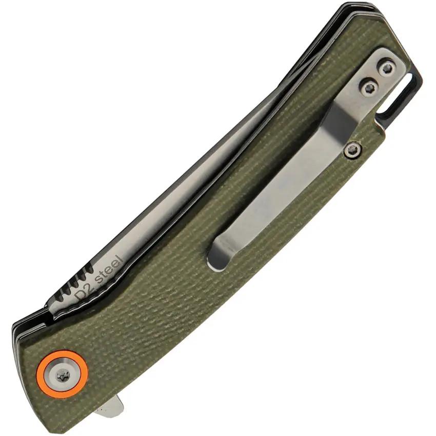 Rite Edge Linerlock Green Micarta RUC-4010GN - 4 Inch Closed, 3 Inch Satin D2 Blade, Extended Tang, Lanyard Hole by Rite Edge