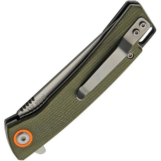 Rite Edge Linerlock Green Micarta RUC-4010GN - 4 Inch Closed, 3 Inch Satin D2 Blade, Extended Tang, Lanyard Hole by Rite Edge