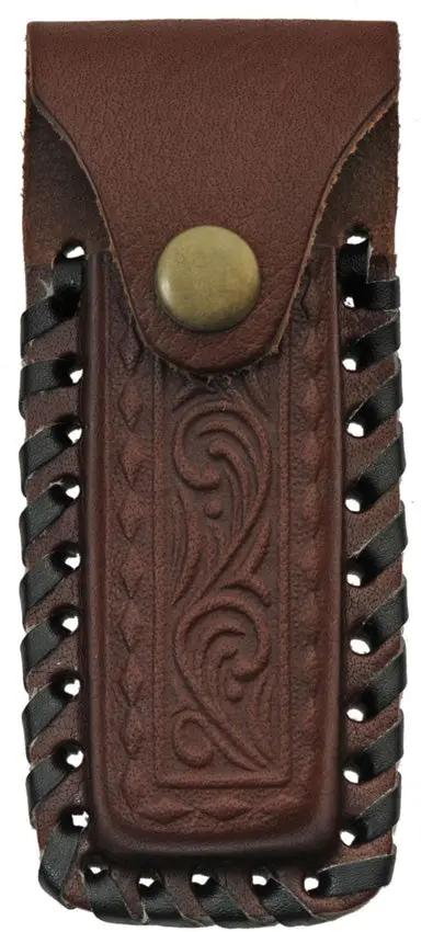 Rite Edge Single Bolster Lockback Knife - Brown Bone Handle And Satin Stainless Blade, Includes Leather Belt Sheath by Rite Edge