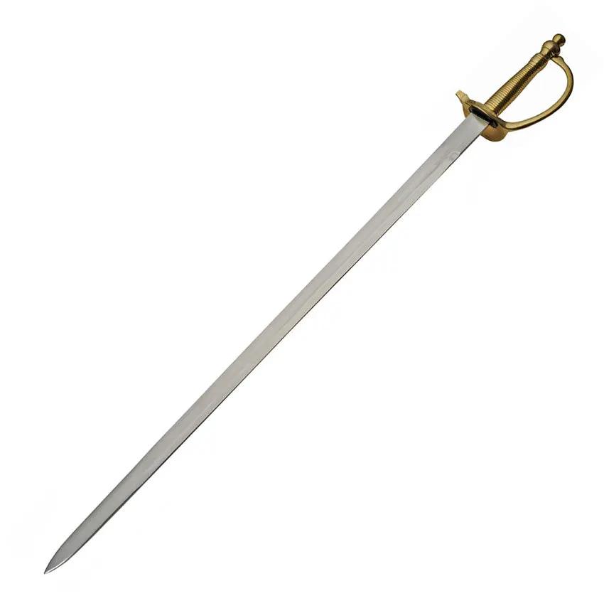 CSA NCO Sword with Plain Blade 37 Inch Overall Satin Stainless Blade Brass Handle D Guard Metal Scabbard for Collectors by China Made