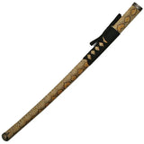 Rite Edge Katana Carbon Steel Blade - Cobra Skin Handle With Black Cord Wrap And Display Stand by Rite Edge