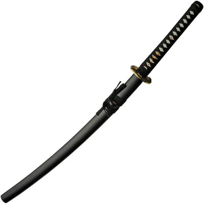 Hand Forged Samurai Sword With 28in Satin Stainless Blade Black Cord Wrapped Handle Display Stand And Box For Collectors by China Made