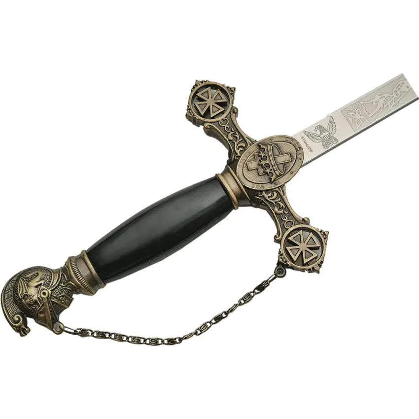 Templar Sword Replica 37 Inch Stainless Blade Boxed With Etching Black Synthetic Handle Collectors Edition by China Made
