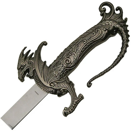 Dragon Sword With Scabbard For Collectors China Made Fancy Dragon Handle Satin Blade 28 Inch Aluminum Fittings by China Made