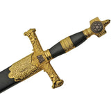 Rite Edge Star Of David Sword - 30 Inch Length 22 Inch Mirror Finish Blade Black Gold Handle Leather Scabbard by Rite Edge