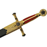 China Made Masonic Sword For Collectors 23in Mirror Finish Stainless Blade Gold Guard Pommel Red Velveteen Handle Boxed by China Made