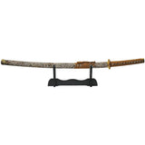 Safari King Carbon Steel Sword With Cheetah Print Tan Cord Wrapped Handle And Display Stand For Collectors by China Made