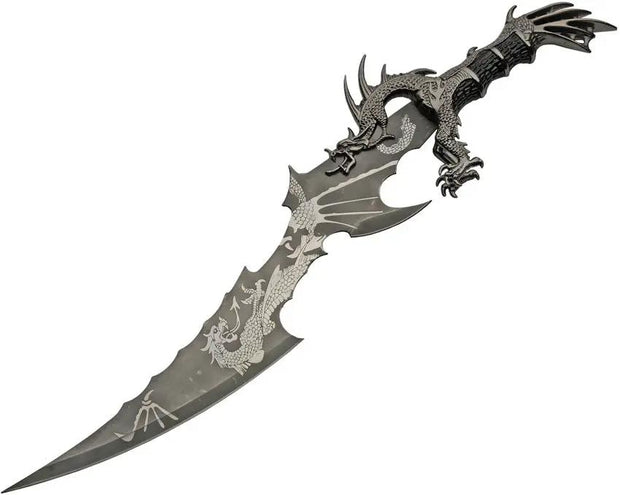 China Made Dragon Sword 21 Inch Premium Stainless Blade With Dragon Handle And Wooden Display Stand For Collectors by China Made