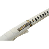 Rite Edge Crab Tomoe Katana - 41 Inch With 30 Inch Stainless Blade, White Cord Wrapped Handle, Includes Display Stand by Rite Edge