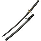 Rite Edge Noble Katana With Stand 41 Inch Overall Black Stonewash Stainless Blade Gold Accents by Rite Edge