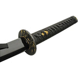 Rite Edge Noble Katana With Stand 41 Inch Overall Black Stonewash Stainless Blade Gold Accents by Rite Edge
