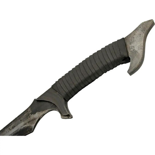 Dark Sky Falcata Survival Sword Rugged Manganese Blade 19.5In Leather Wrapped Handle Belt Sheath For Outdoor Enthusiasts by China Made
